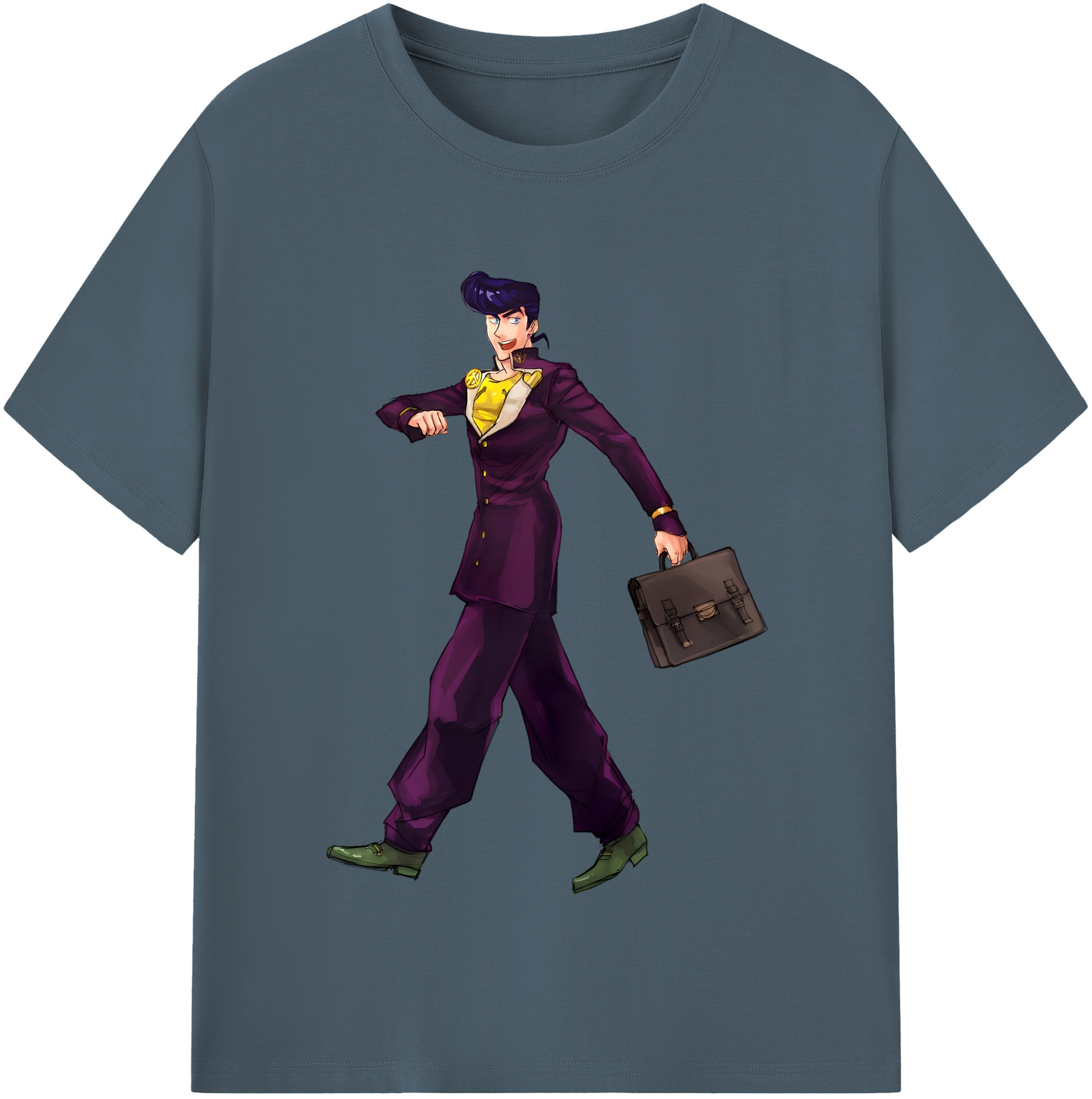 （画像用） ジョジョの奇妙な冒険 ひがしかた じょうすけ JoJo's Bizarre Adventure Higashikata Josuke 綿100％半袖Tシャツ（フロントプリント）